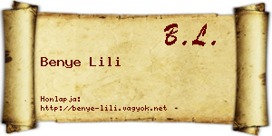 Benye Lili névjegykártya